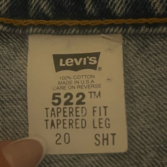 Vtg Levi’s 522 Tapered Fit Tapered Leg Made in USA Jeans 20 Short - Picture 4 of 5